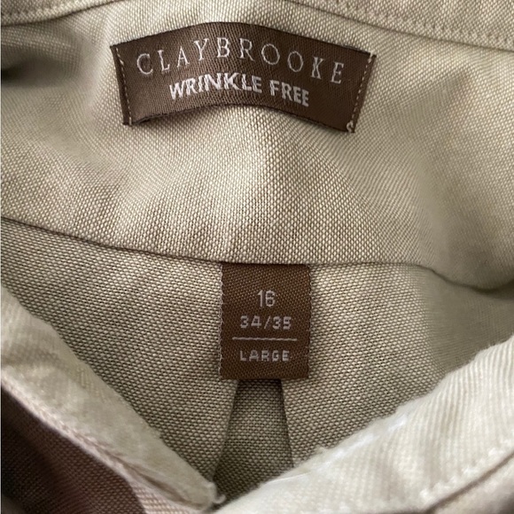 CLAYBROOK-WRINKLE FREE-BUTTON FRINT SHIRT -MENS SIZE LARGE-16 - Picture 6 of 6